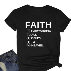 Black Graphic T-Shirt with Faith Print